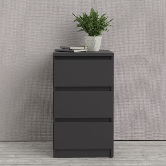 Naida Bedside With 3 Drawers In Matt Black