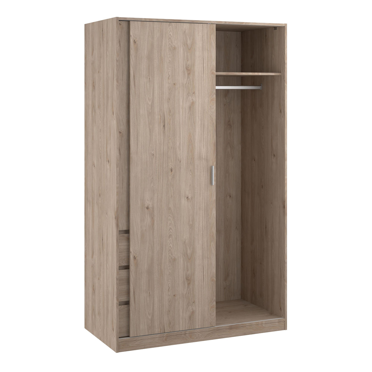 Naida Sliding Wardrobe In Jackson Hickory Oak - 1 Sliding Door 1 Door 3 Drawers