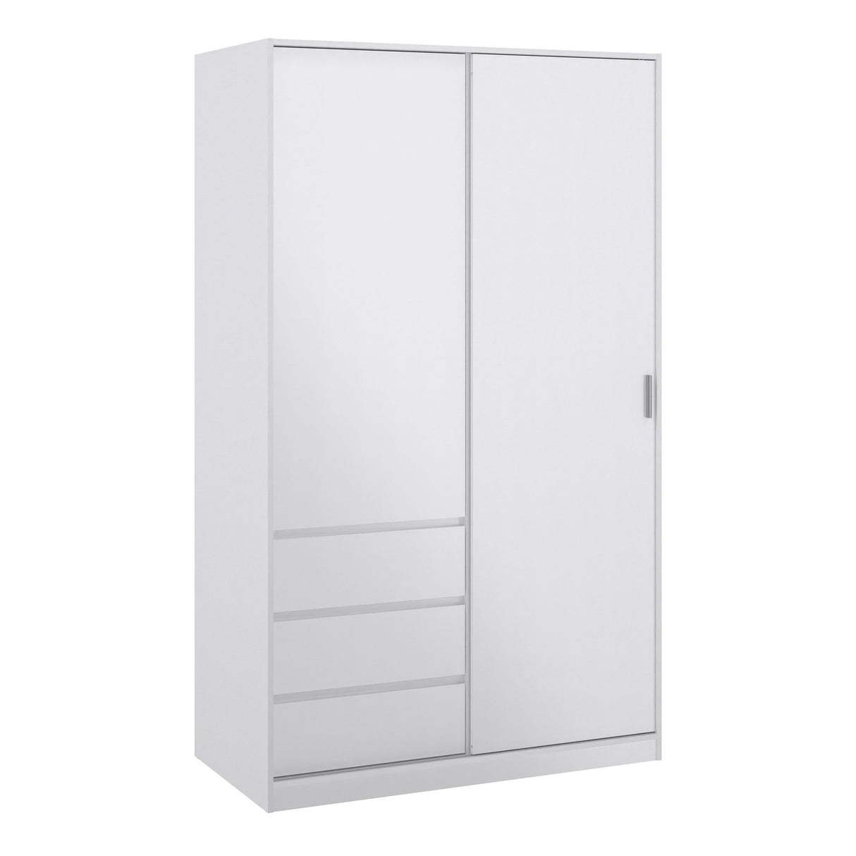 Naida Sliding Wardrobe In White High Gloss - 1 Sliding Door 1 Door 3 Drawers