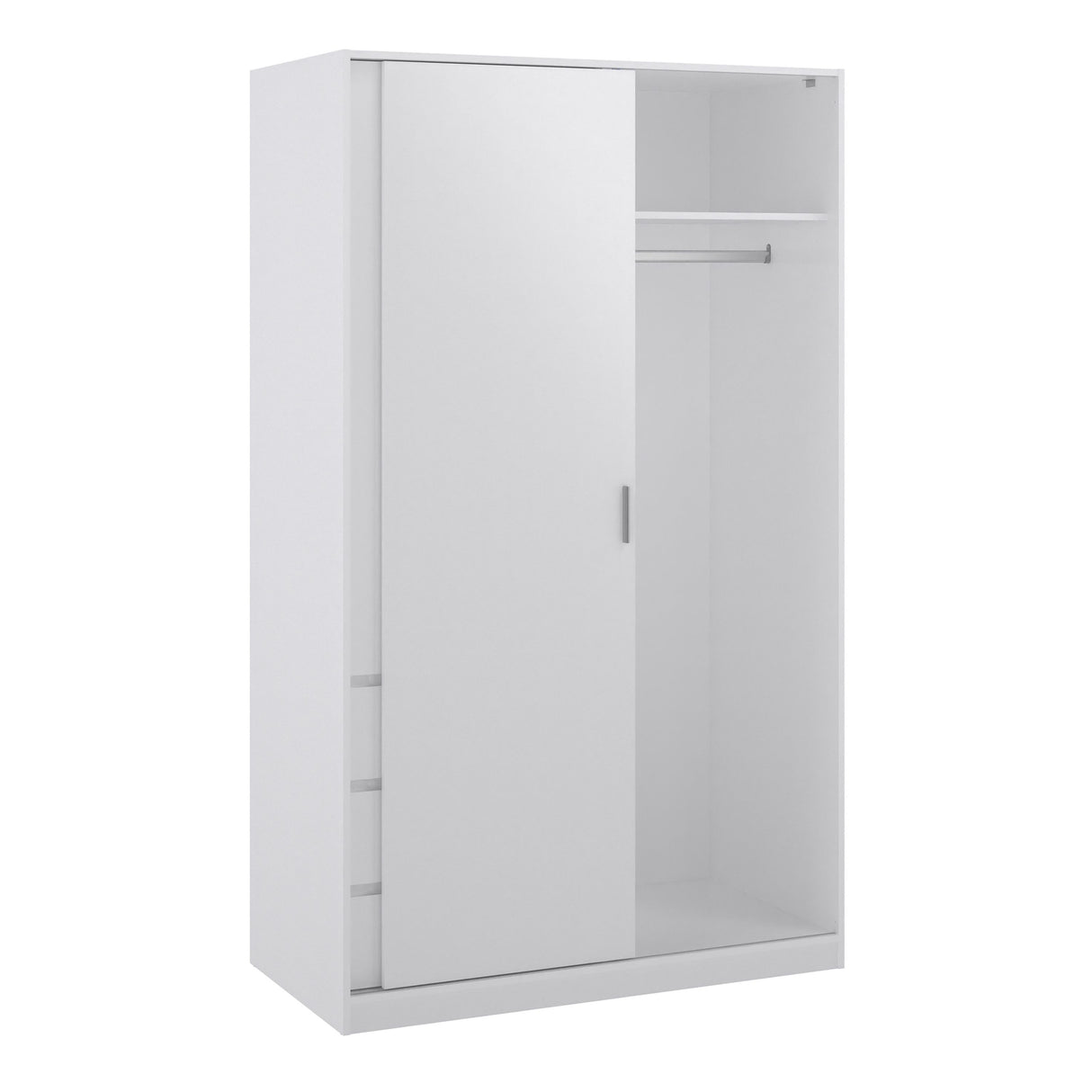 Naida Sliding Wardrobe In White High Gloss - 1 Sliding Door 1 Door 3 Drawers