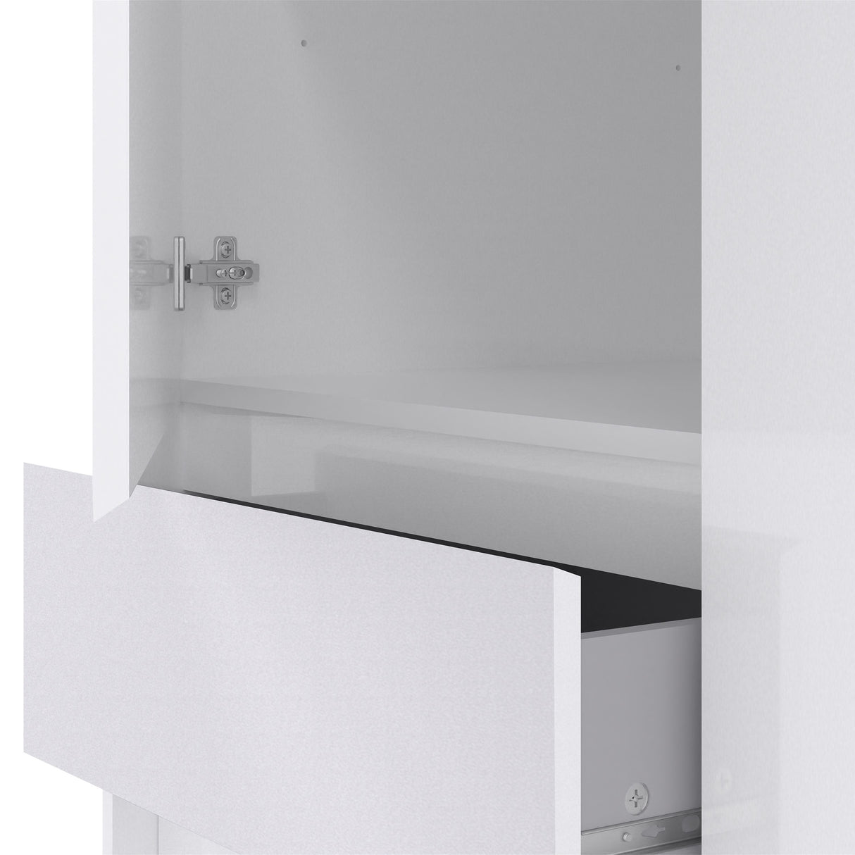 Naida Sliding Wardrobe In White High Gloss - 1 Sliding Door 1 Door 3 Drawers