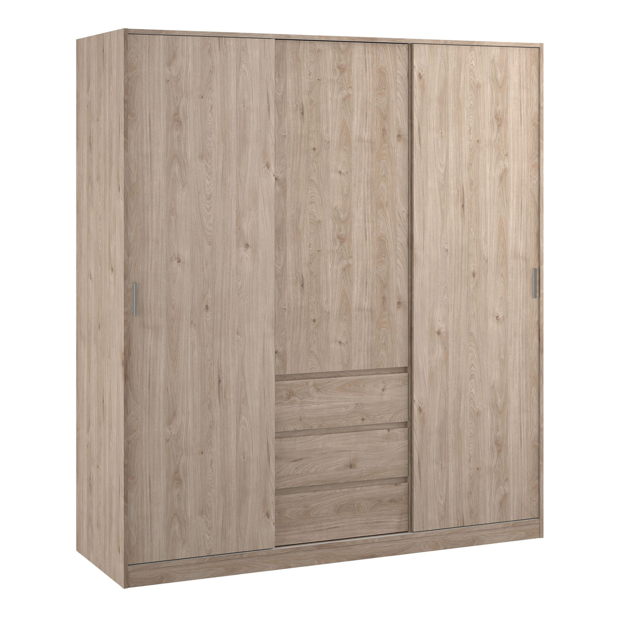 Naida Sliding Wardrobe In Jackson Hickory Oak - 2 Sliding Doors 1 Door 3 Drawers
