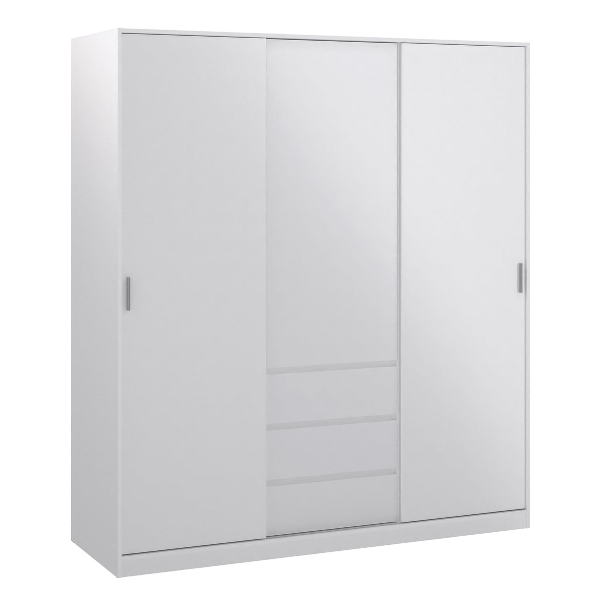 Naida Sliding Wardrobe In White High Gloss - 2 Sliding Doors 1 Door 3 Drawers