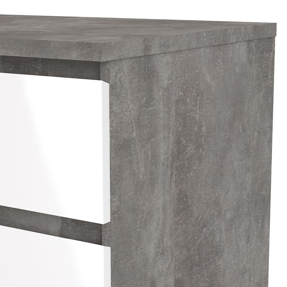 Naida Chest Of 5 Drawers In Concrete Grey And White High Gloss