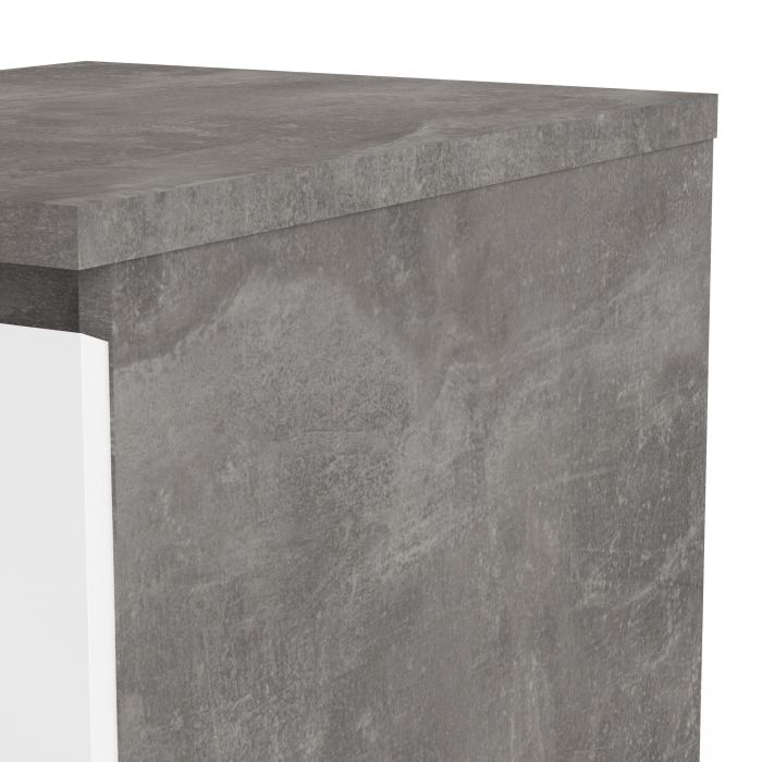 Naida Bedside With 3 Drawers In Concrete Grey And White High Gloss
