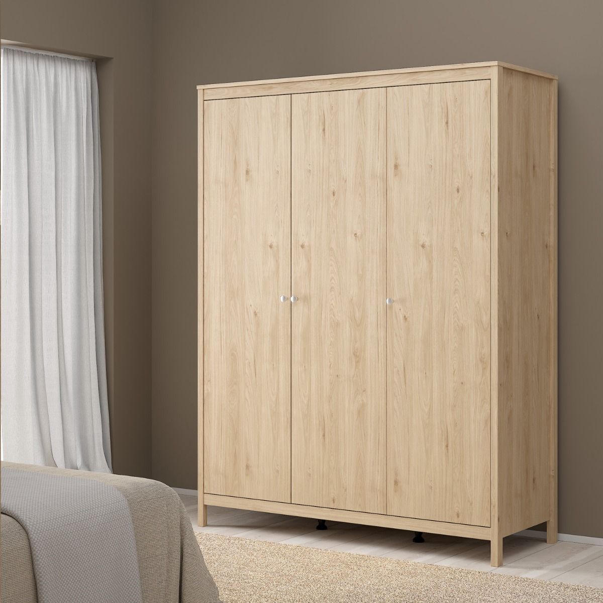 Seville Wardrobe With 3 Doors In Jackson Hickory Oak