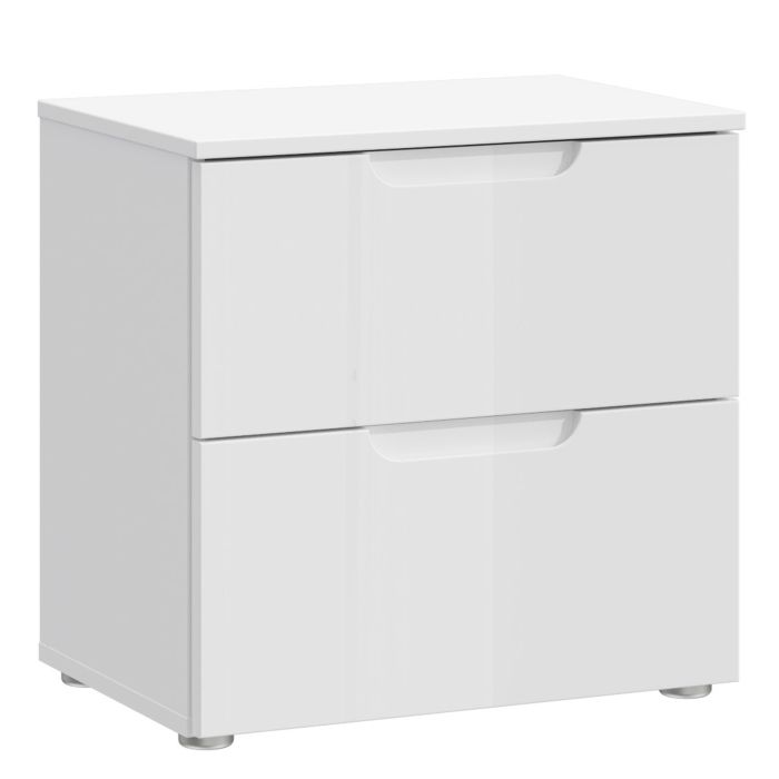 Sian Bedside With 2 Drawers In White High Gloss