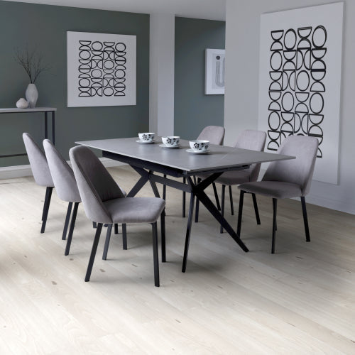 Rocco Grey Extendable Sintered Stone Dining Table (1.4m/1.8M) + Linden Chairs