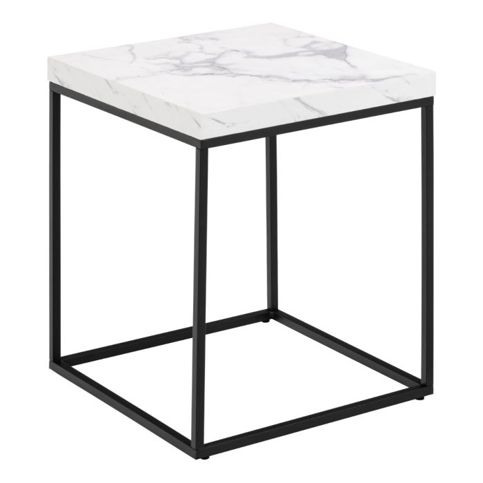 black marble effect side table side view