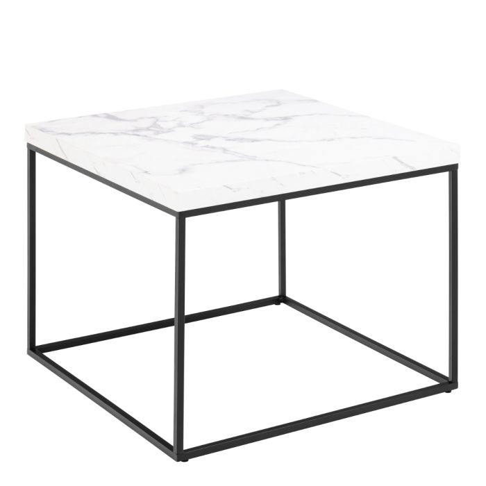 white marble effect coffee table side view
