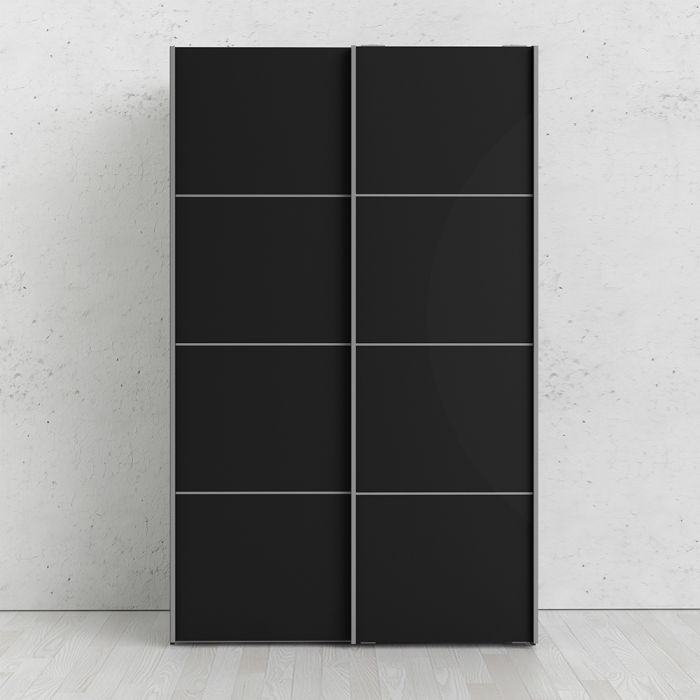 vardy 120cm black sliding wardrobe front view