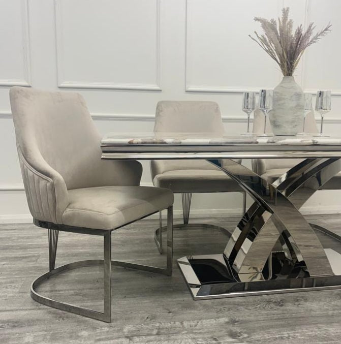 Milan Marble Dining Table + Mayfair Chairs