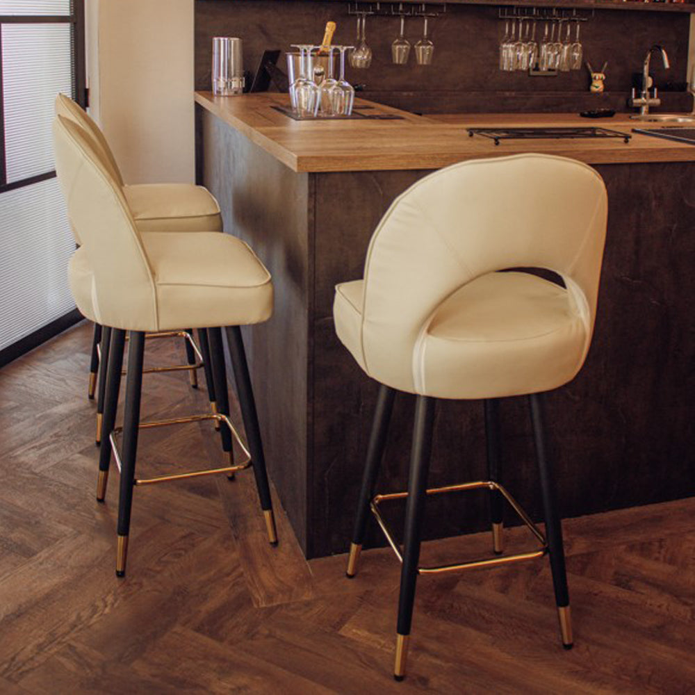 Astra Bar Stools Cream Faux Leather