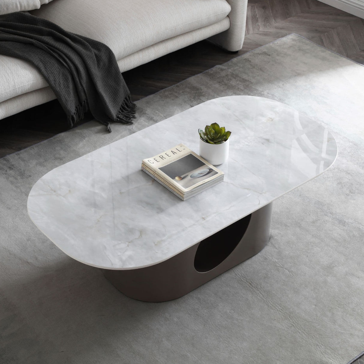 Lian Rounded Rectangular Sintered Stone Coffee Table