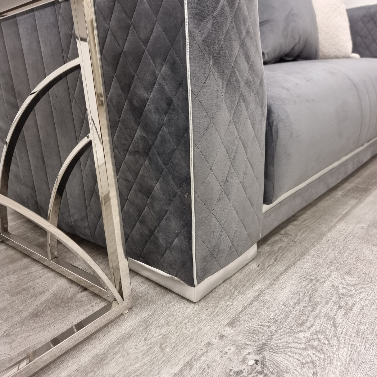 Empire 3 & 2 Seater Sofa Set - Grey & Silver