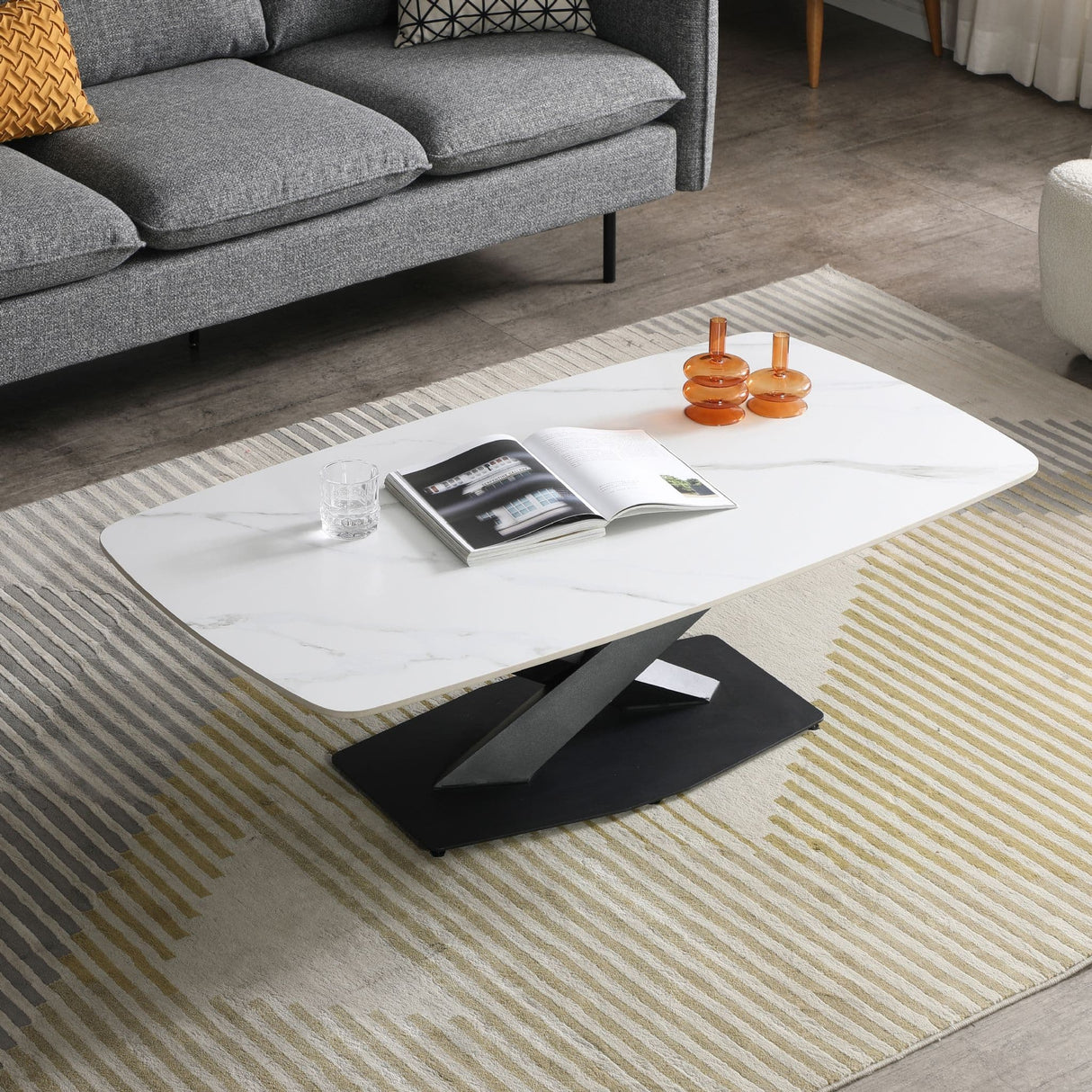 Leno White Sintered Stone Coffee Table