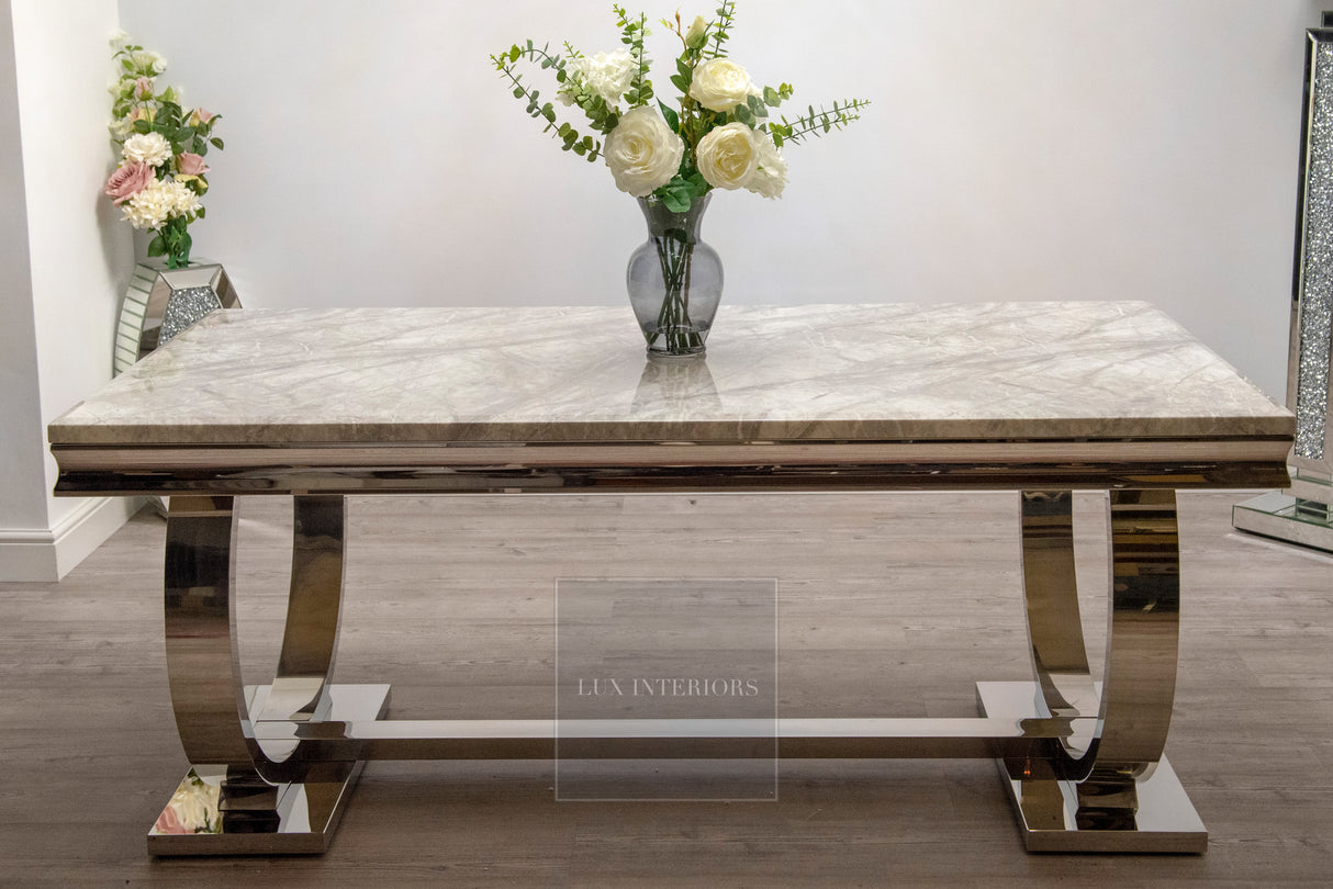 Arianna Dining Table + Monaco Chairs (Dark Grey)