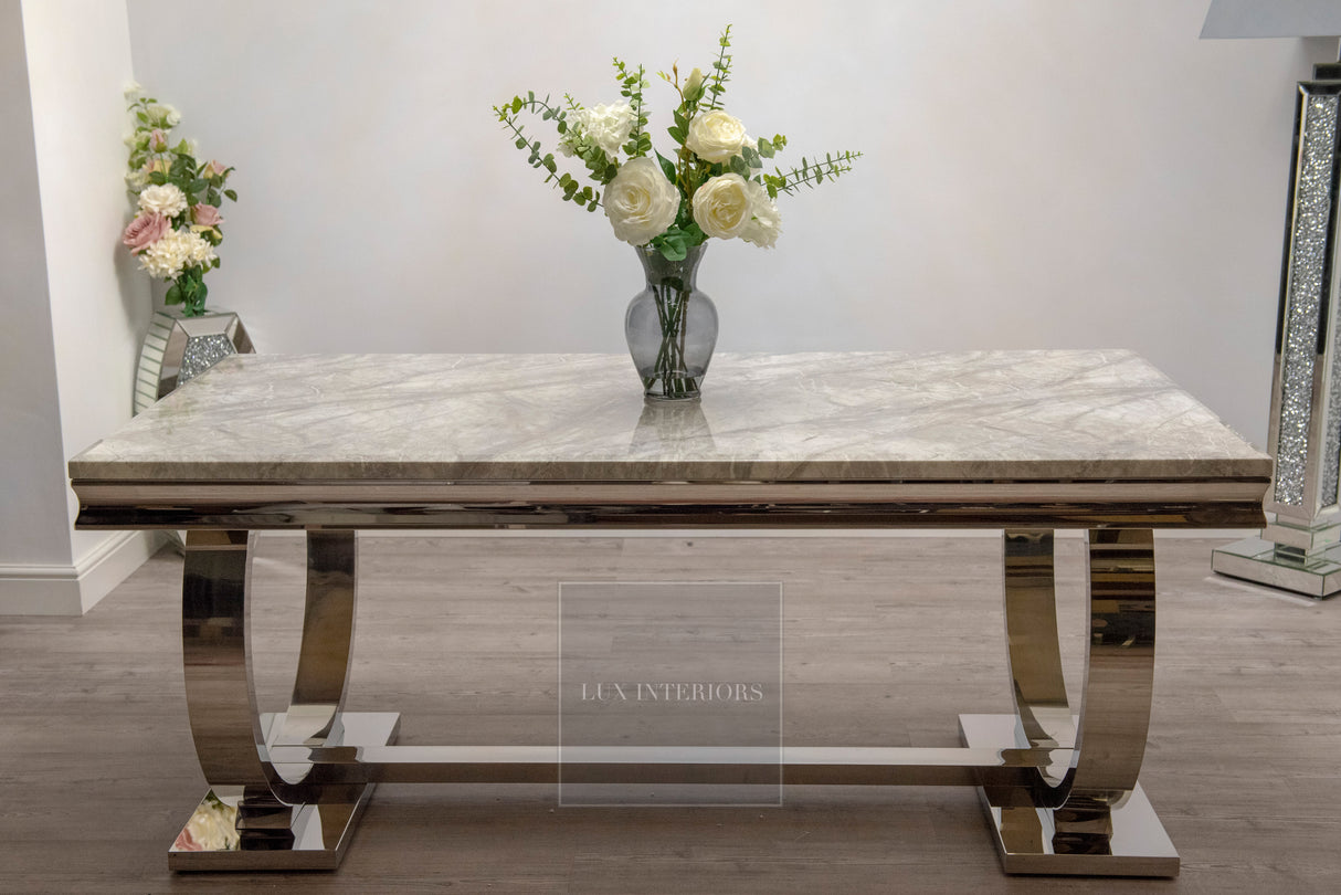 Arianna Dining Table + Monaco Chairs (Light Grey)