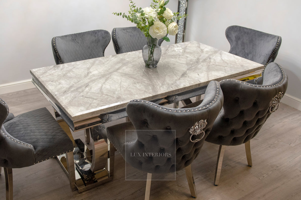 Arianna Dining Table + Knightsbridge Chairs (Dark Grey)