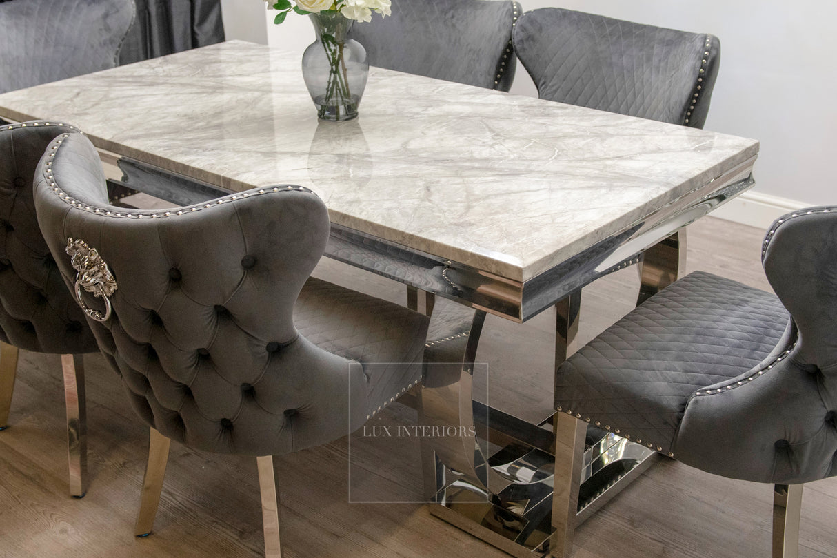 Arianna Dining Table + Knightsbridge Chairs (Dark Grey)