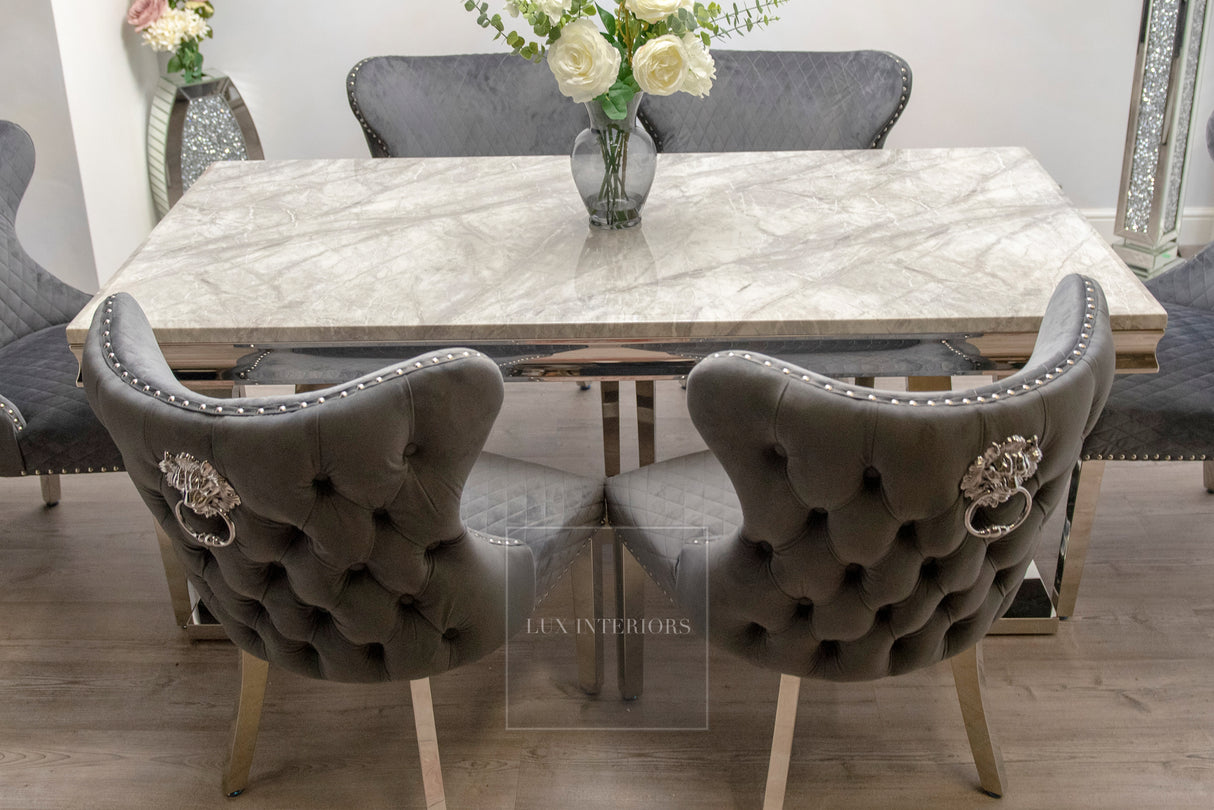 Arianna Dining Table + Knightsbridge Chairs (Dark Grey)