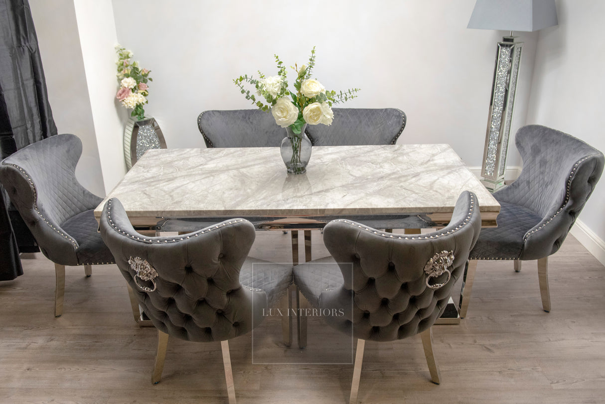 Arianna Dining Table + Knightsbridge Chairs (Dark Grey)