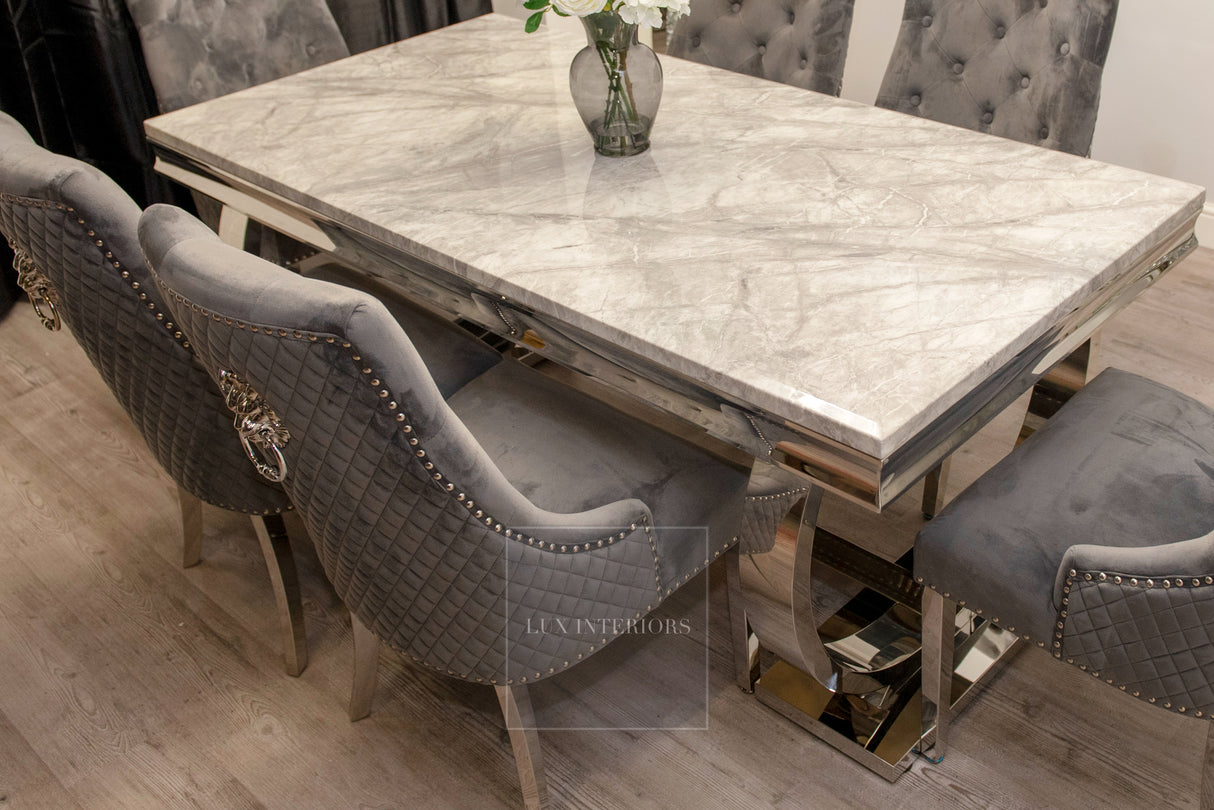 Arianna Dining Table + Monaco Chairs (Dark Grey)