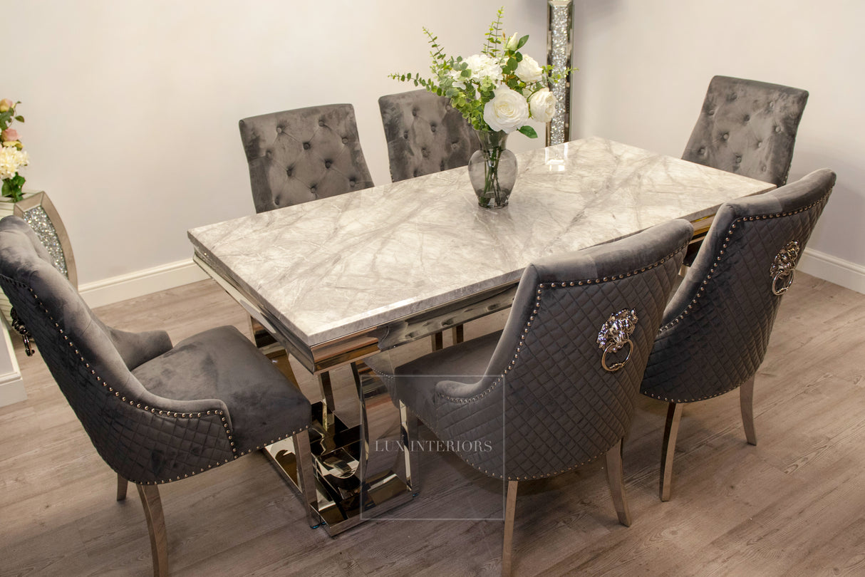 Arianna Dining Table + Monaco Chairs (Dark Grey)