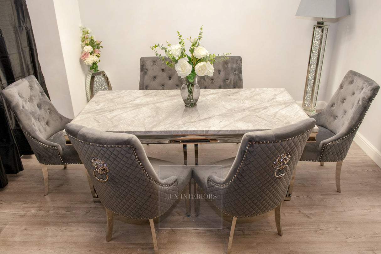 Arianna Dining Table + Monaco Chairs (Dark Grey)