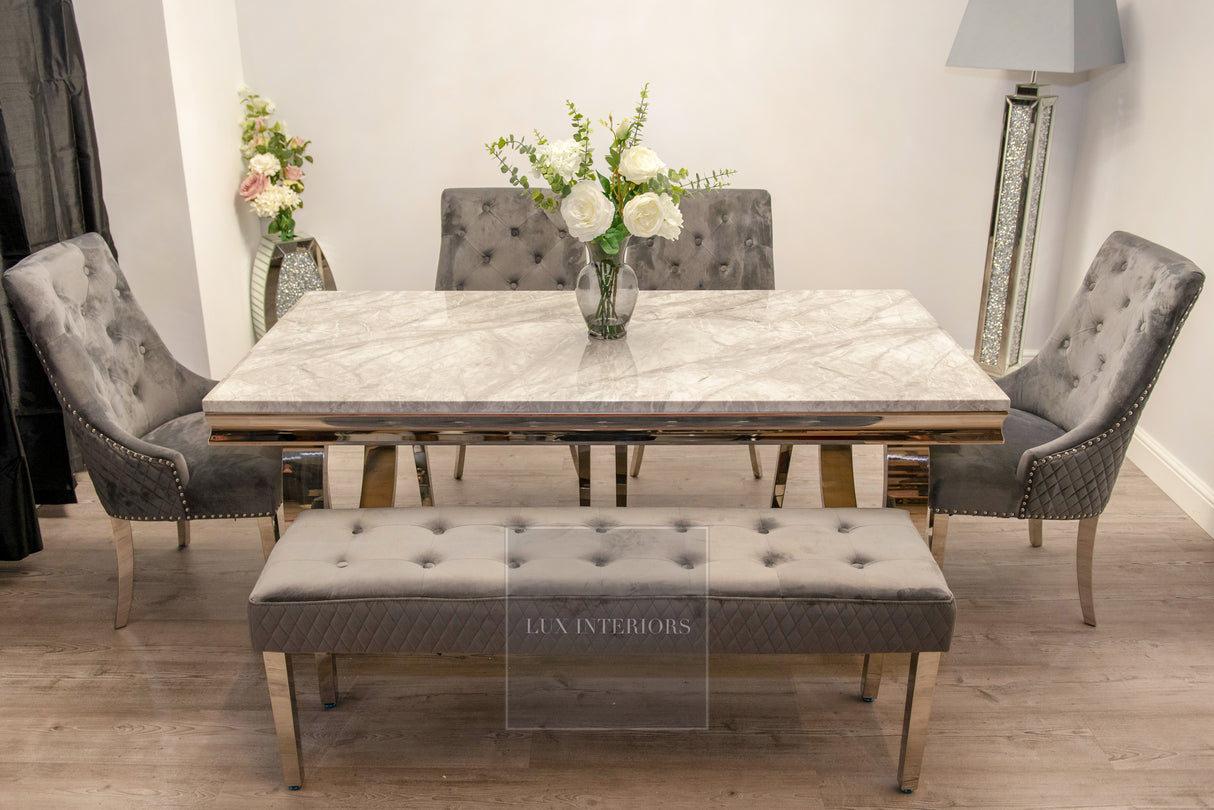 Arianna Dining Table + Monaco Chairs (Dark Grey)