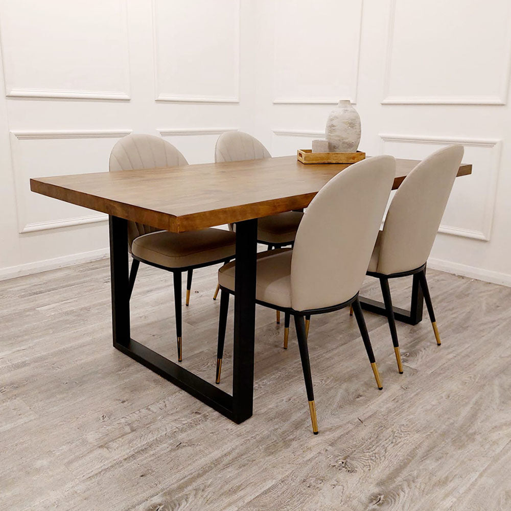 Freya Dining Table 1.8m (Dark Pine) + Etta Chairs