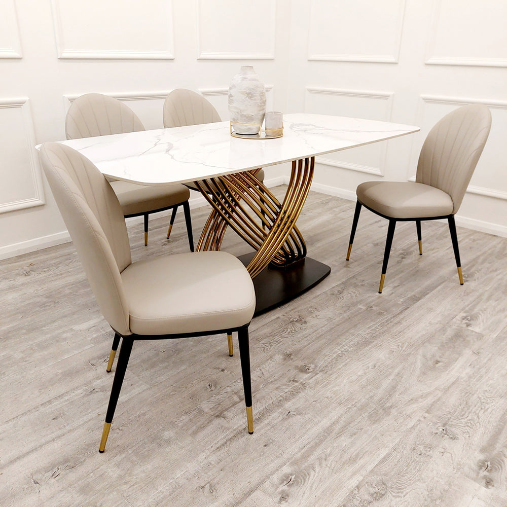 Orion Gold 1.8m Dining Table + Etta Chairs