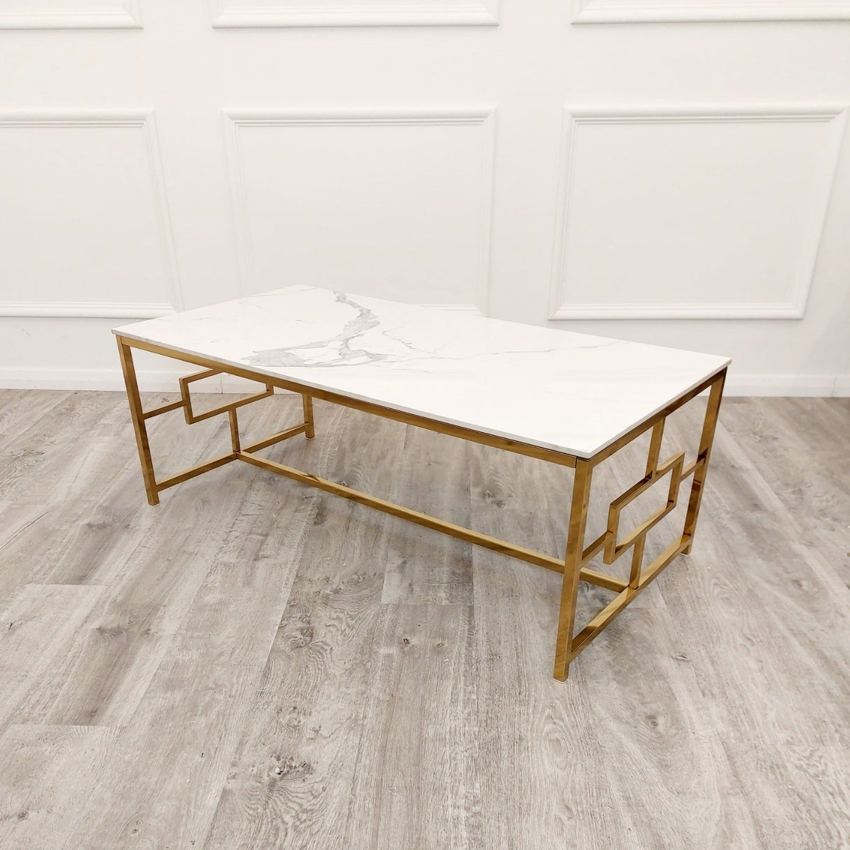 Geo Gold Coffee Table With Sintered Stone Top