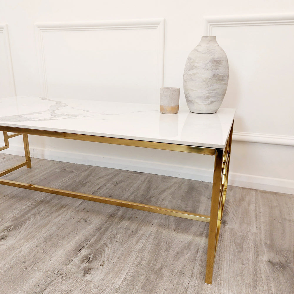 Geo Gold Coffee Table With Sintered Stone Top