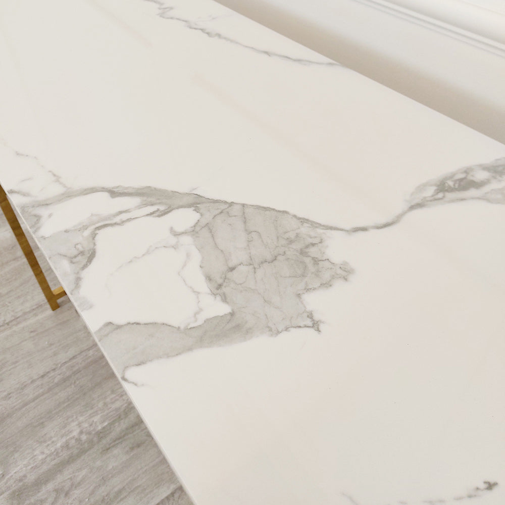 Geo Gold Console Table With Sintered Stone Top