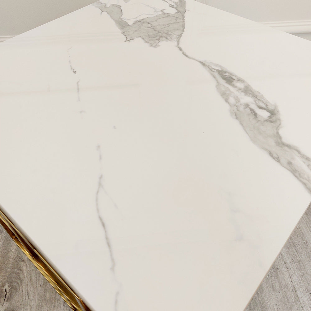 Geo Gold Side Table With Sintered Stone Top