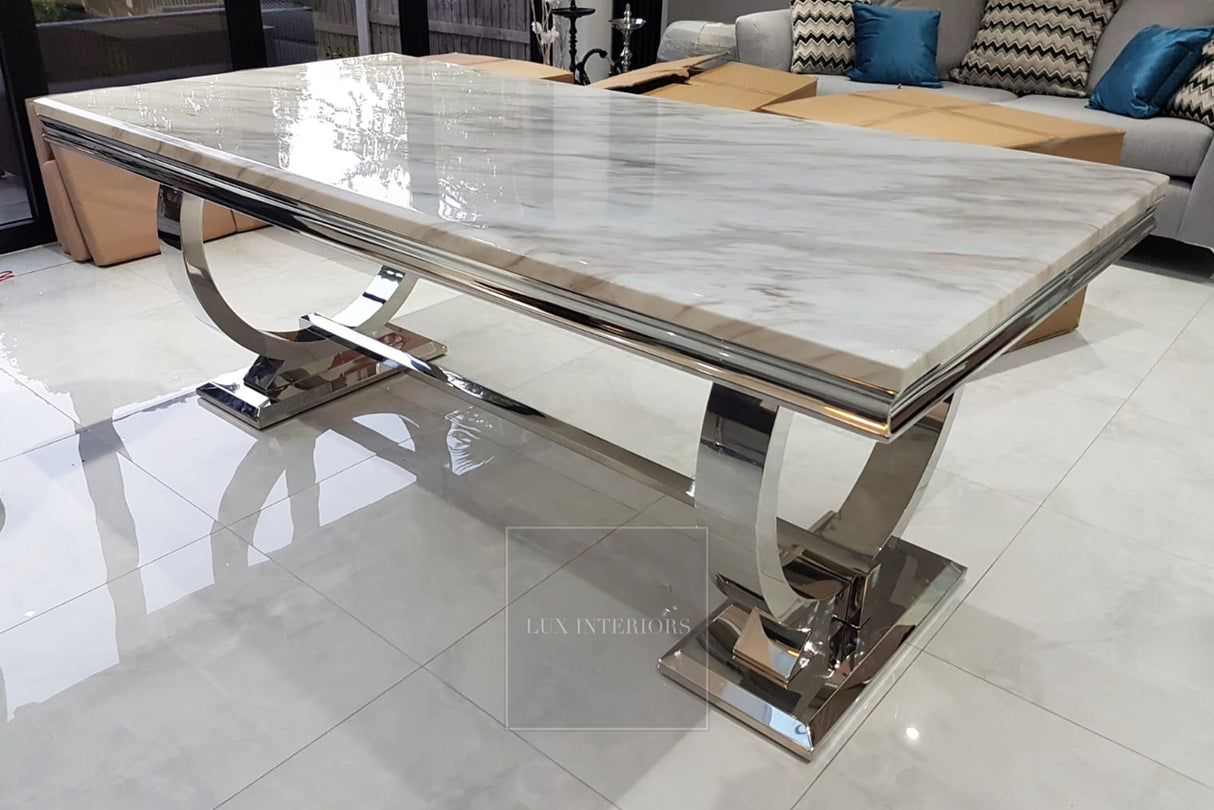 Arianna Dining Table + Monaco Chairs (Light Grey)