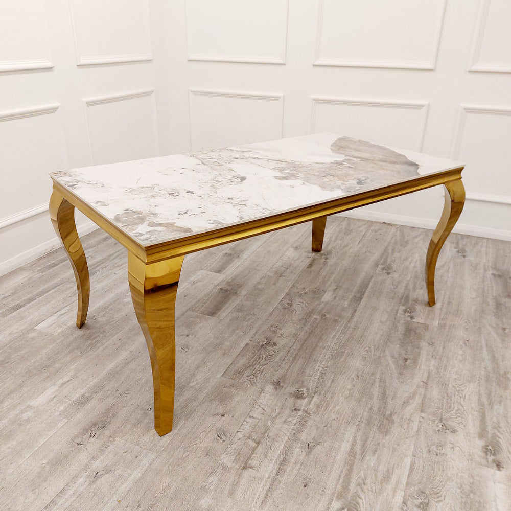 Louis Gold Dining Table with Sintered Stone Top