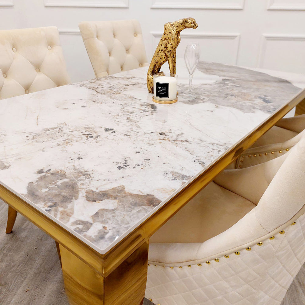Louis Gold Dining Table with Sintered Stone Top