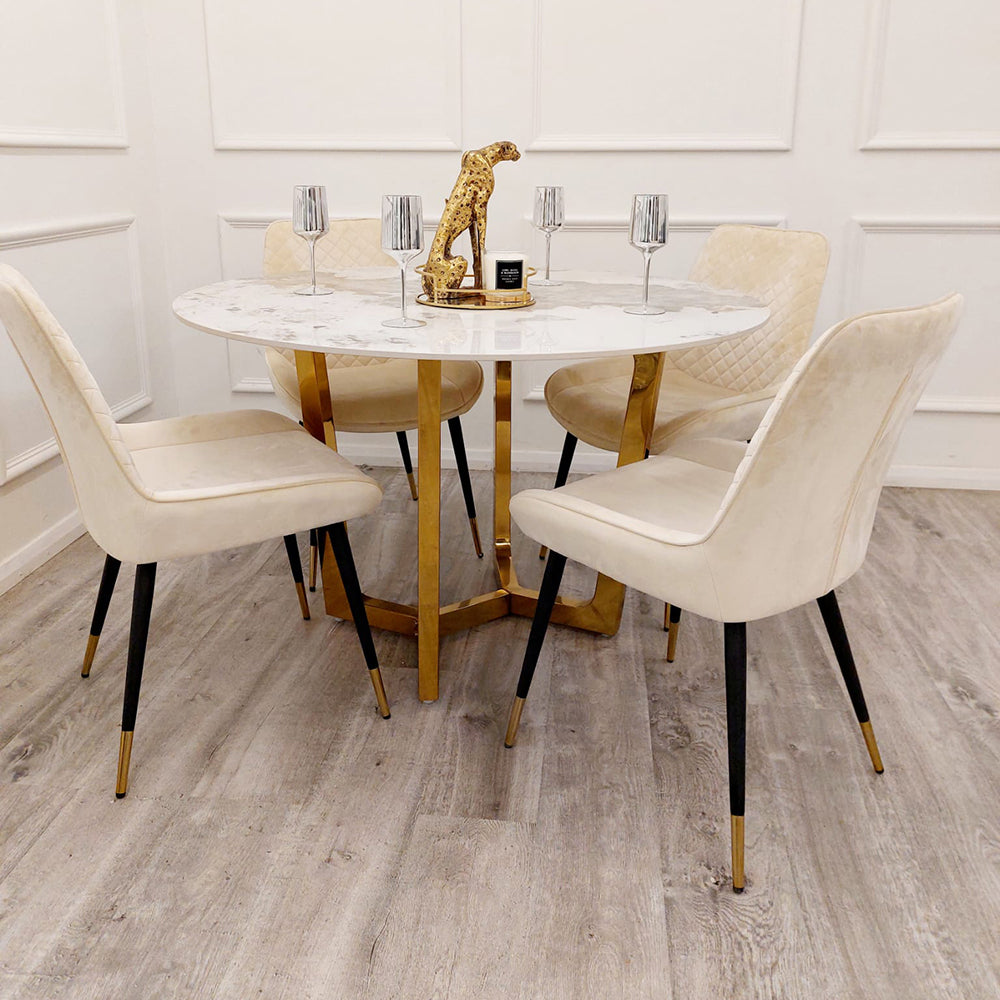 Lucien Gold Round Dining Table 1.2M