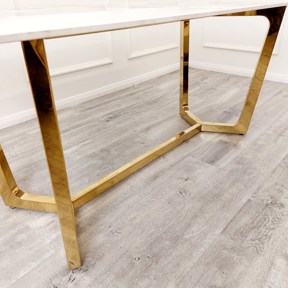 Lucien 1.8m Gold Dining Table + Astra Chairs