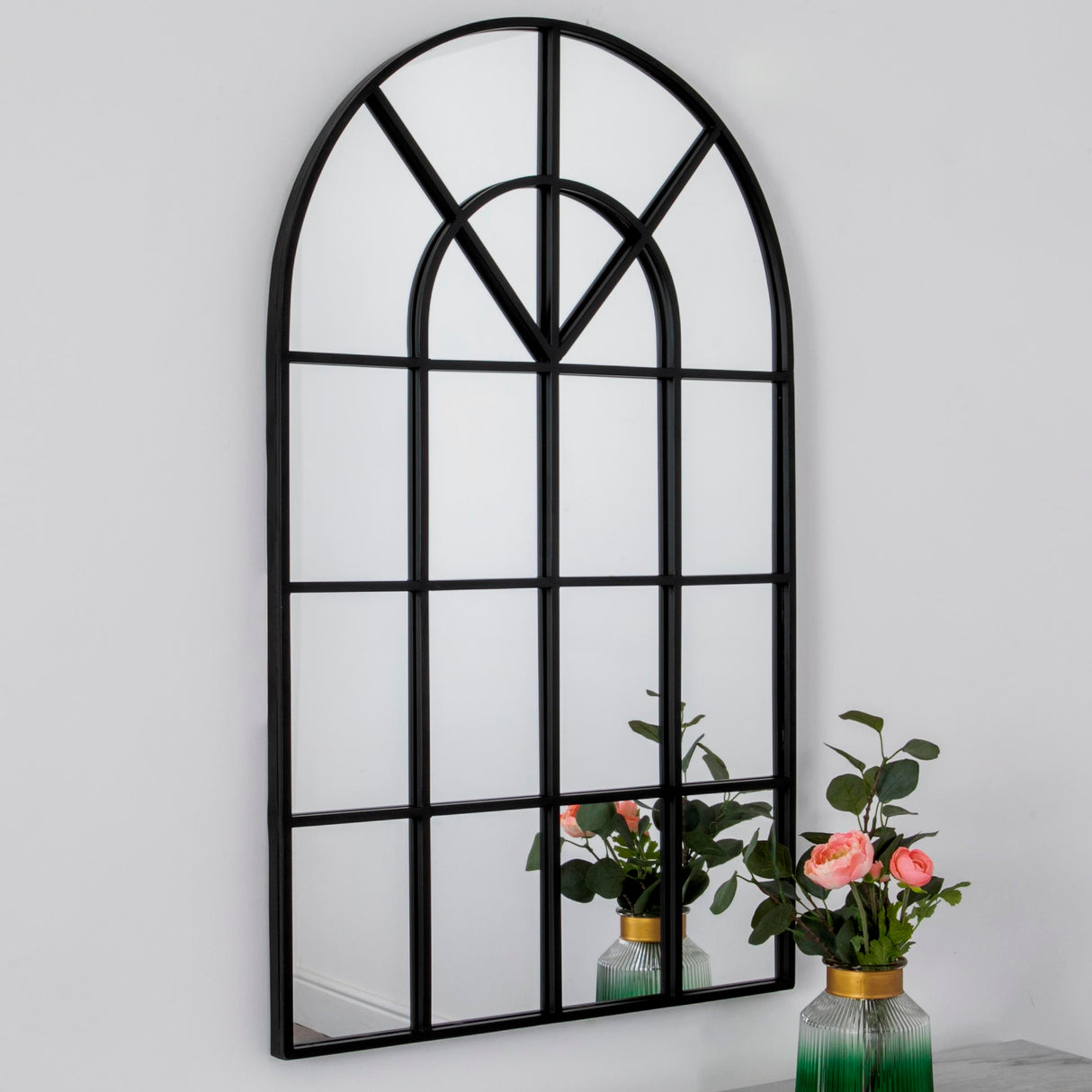 Lisbon Arched Window Mirror - Black