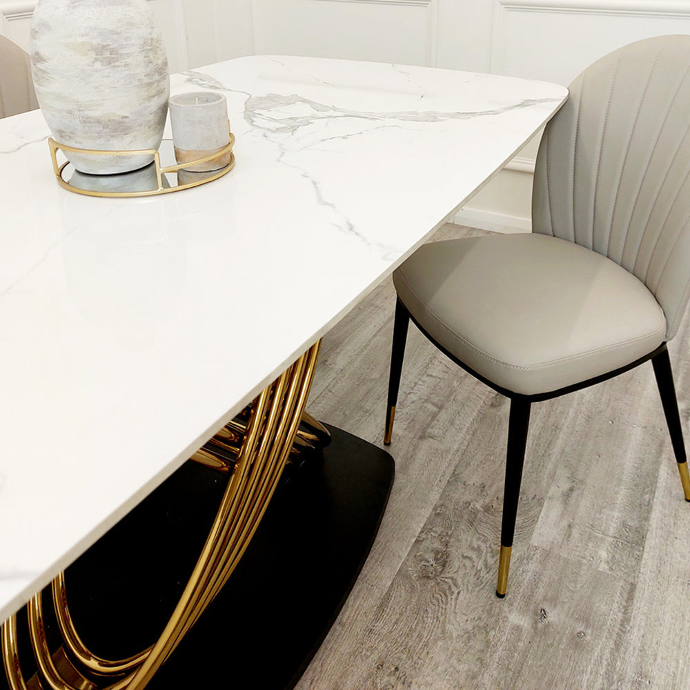 Orion Gold 1.8m Dining Table + Etta Chairs