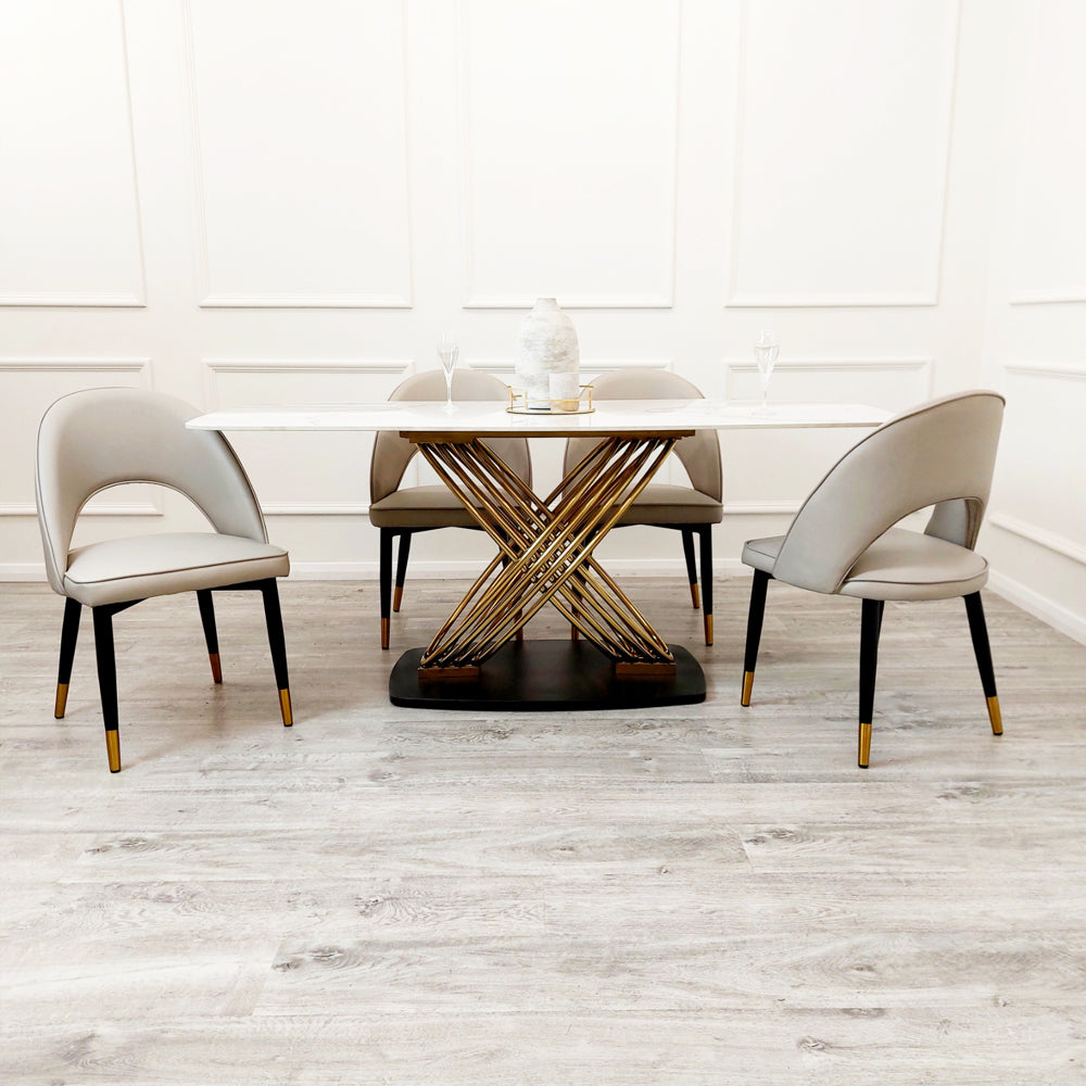 Orion Gold 1.8m Dining Table + Astra Chairs