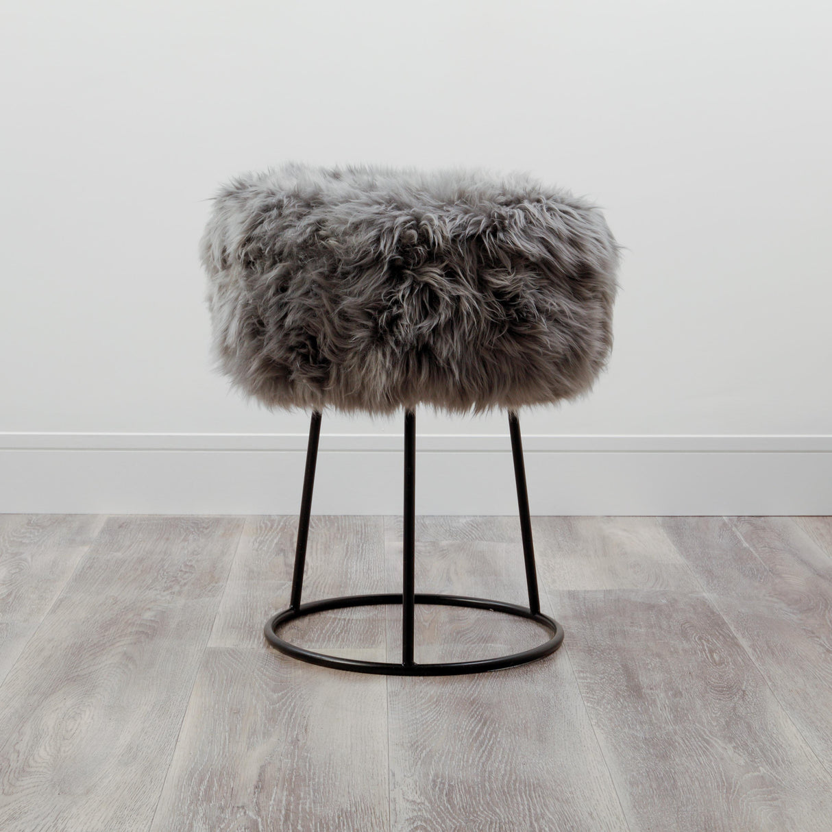 Royal Grey Sheepskin Stool