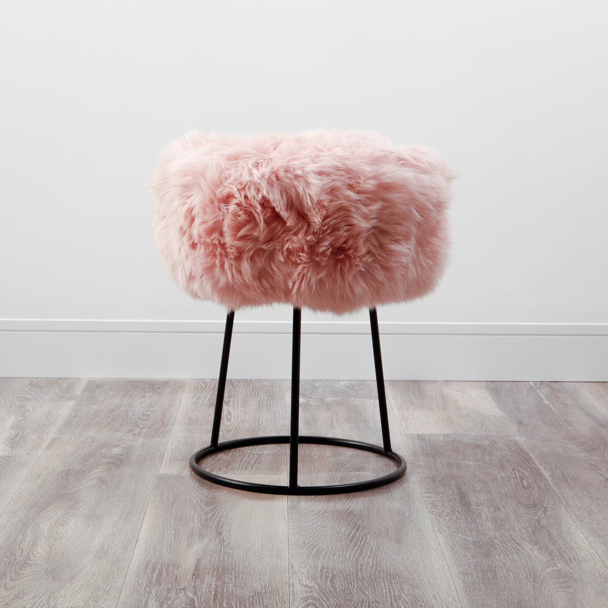 Royal Blush Pink Sheepskin Stool