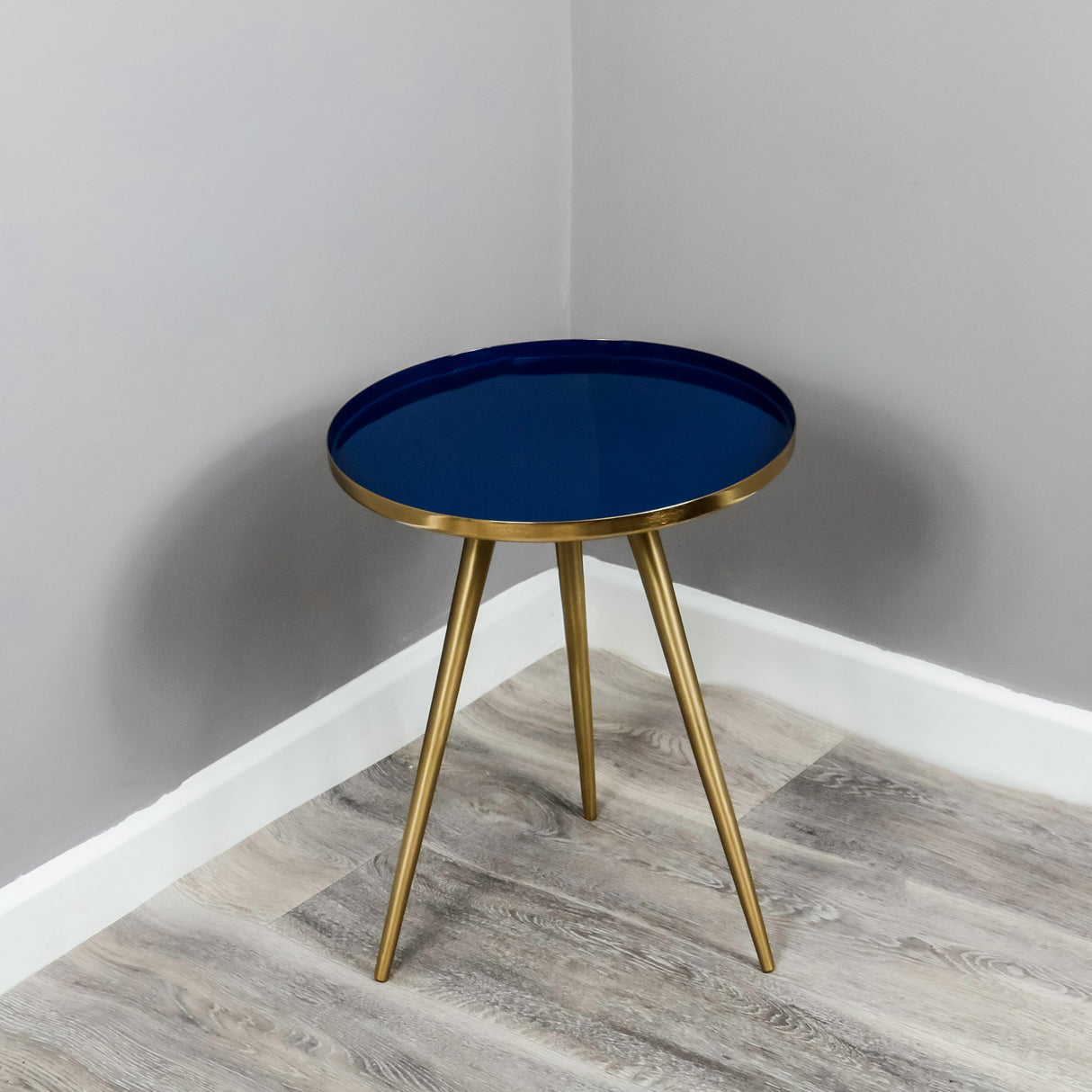 Crawford Side Table Blue Enamel Tray
