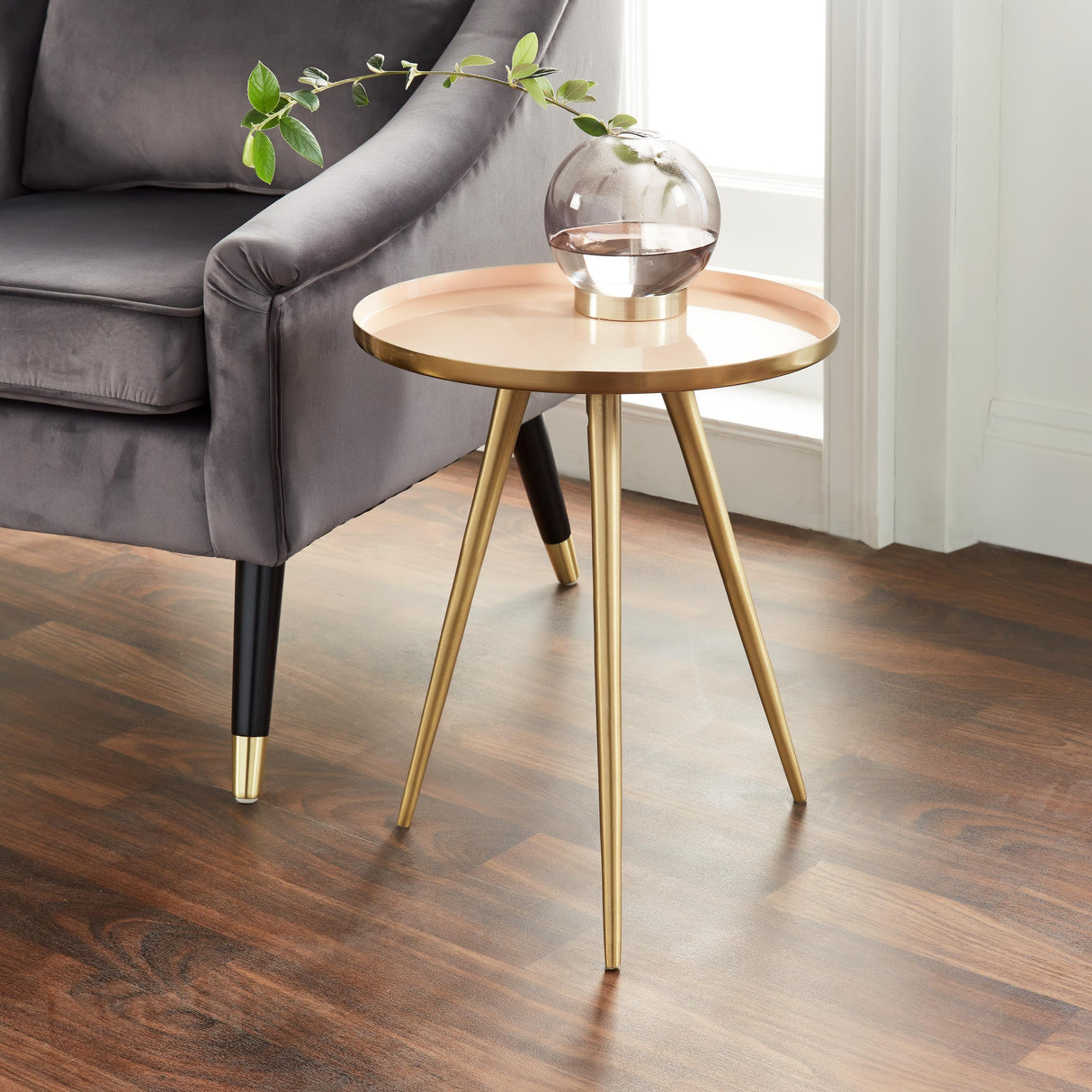 Crawford Side Table Pink Enamel Tray