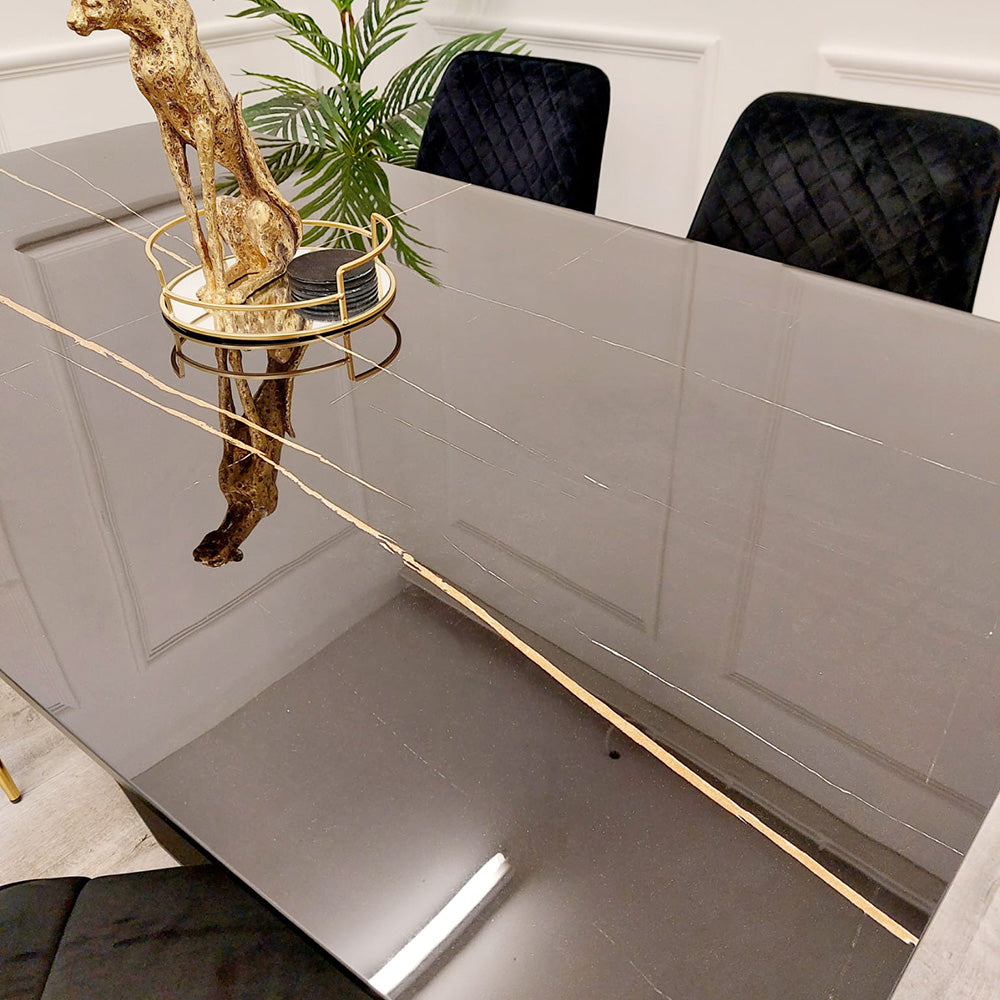 Venus Dining Table 1.6m With Black Sintered Stone Top