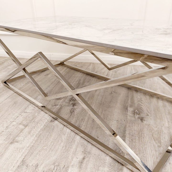 Vesta Chrome Coffee Table with Ash Grey Sintered Stone Top